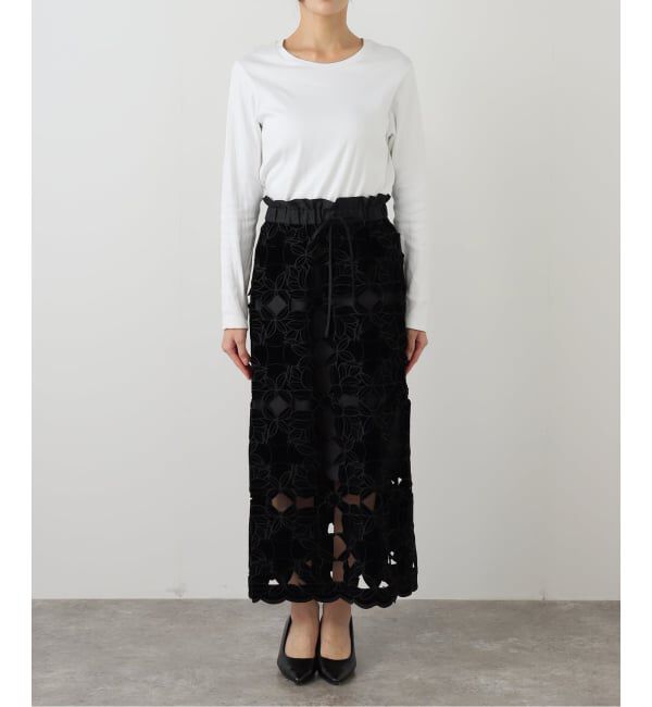 IENA LA BOUCLE「IENA LA BOUCLE カットワークベロアスカート」|スカート|
