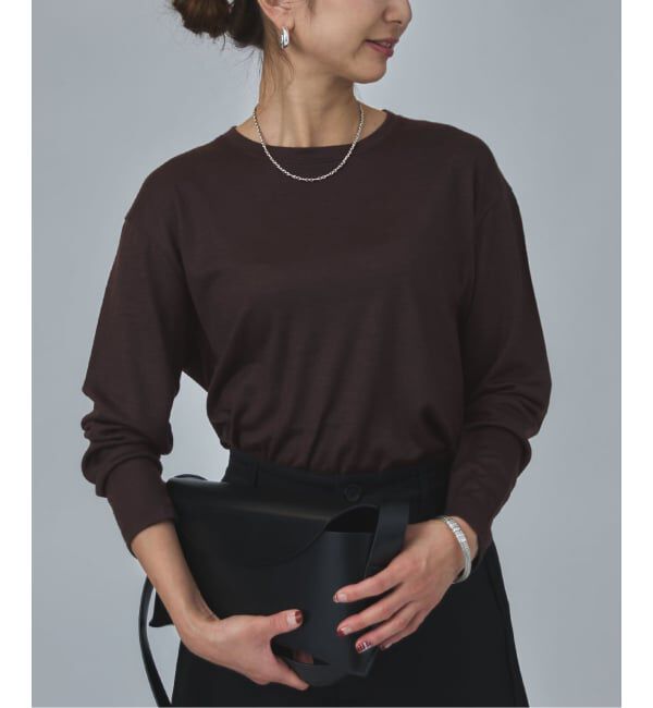 VERMEIL par iena「WOOL JERSEY クルーネックロングスリーブプルオーバー」|Tシャツ・カットソー|ブラウン