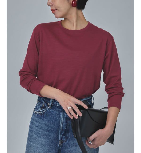 VERMEIL par iena「WOOL JERSEY クルーネックロングスリーブプルオーバー」|Tシャツ・カットソー|ボルドー