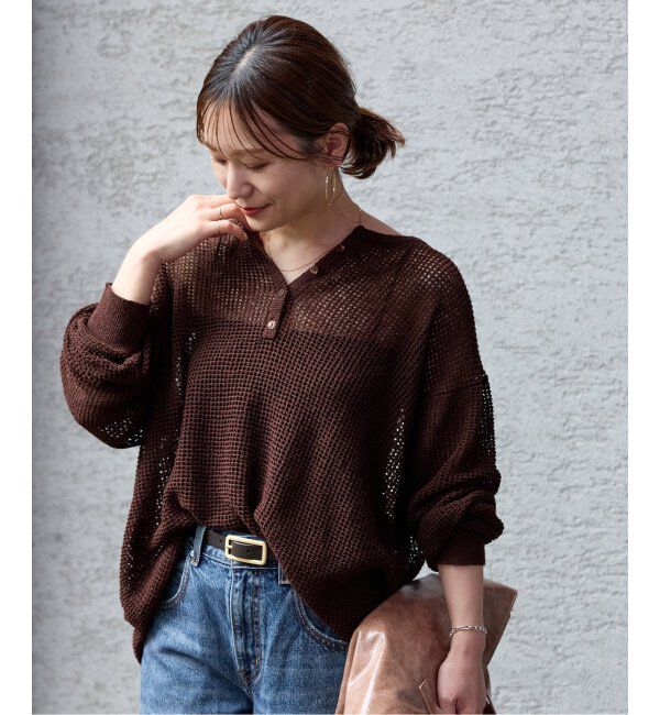 JOURNAL STANDARD「《追加》ヘンリーメッシュニット」|ニット・セーター|ブラウン