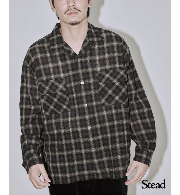 J.S.Homestead「Stead / ライト ウール オンブレー チェック シャツ」|シャツ・ブラウス|ブラック