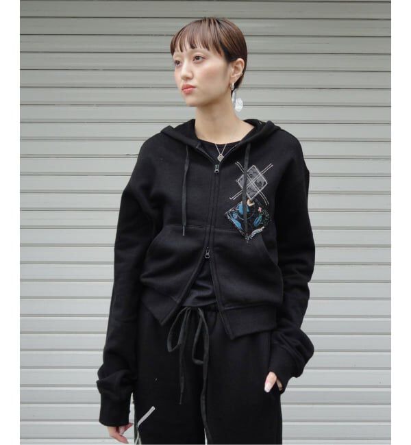 Oriens JOURNAL STANDARD「【OPEN YY / オープンワイワイ】Knitted ARGYLE PATCHED HOODIE YY254JK001B」|パーカー|ブラック