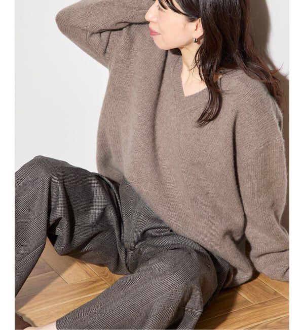 journal standard L'essage「【R2W/アールツーダブリュー】CECILY CASH LOOSE V NECK KN：ニット」|ニット・セーター|ブラウン