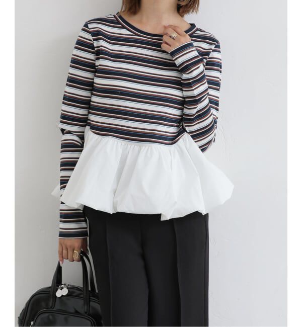 U by SPICK&SPAN「ボーダードッキングプルオーバー」|Tシャツ・カットソー|ネイビー