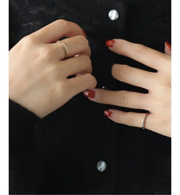 Lilas by Spick&Span「《WEB限定》ダブルラインブラックダイヤピンキーリング K10」|リング|