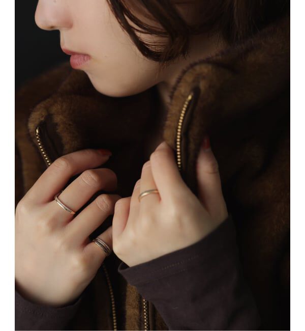 Lilas by Spick&Span「《WEB限定》ダブルラインブラックダイヤピンキーリング K10」|リング|