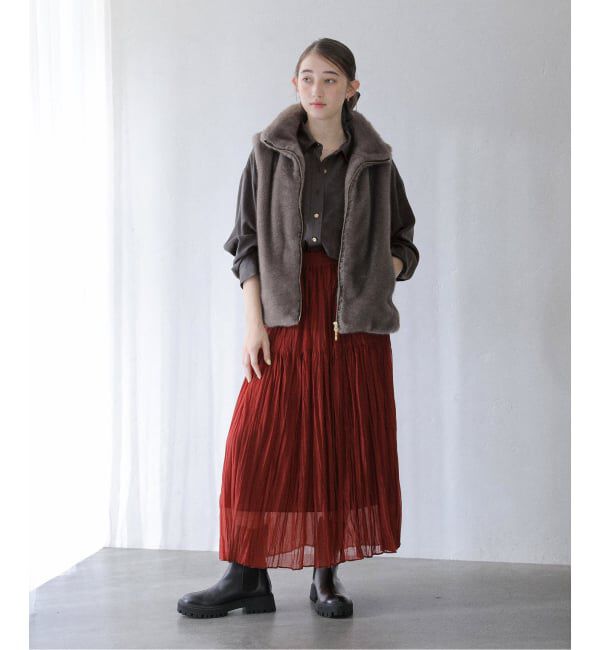  「【洗える】シュシュSETピーチサテン起毛シャツ」|シャツ・ブラウス|