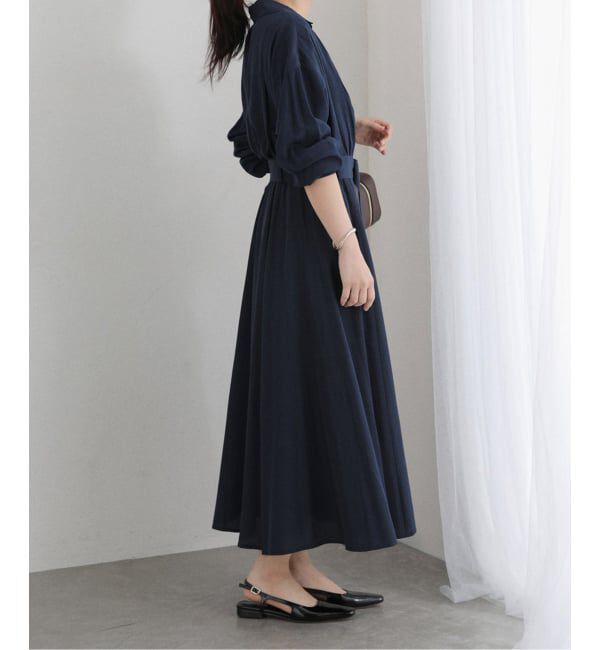  「【洗える】カシュクールシャツワンピース」|ワンピース|