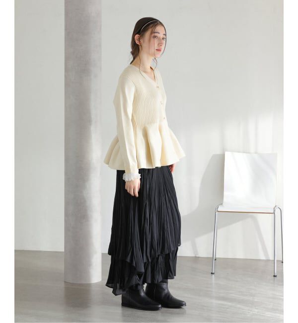  「【洗える】ペプラムニット」|カーディガン|