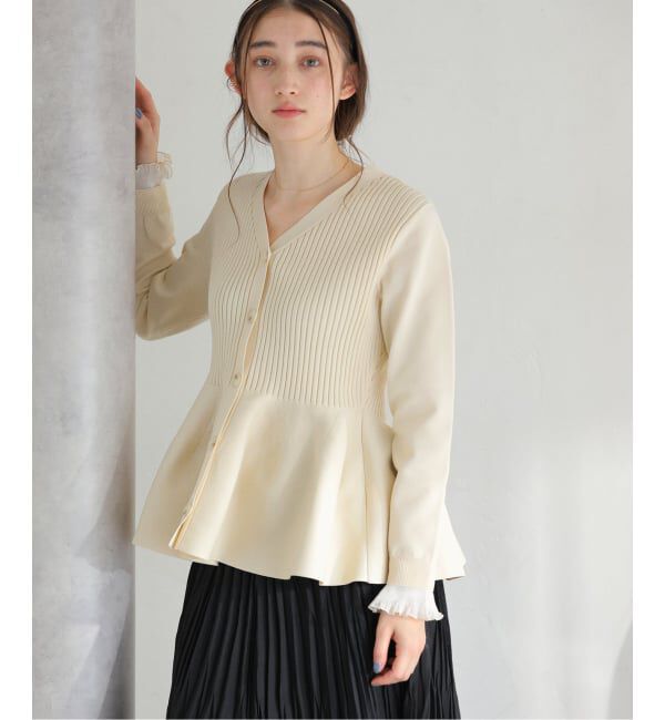  「【洗える】ペプラムニット」|カーディガン|