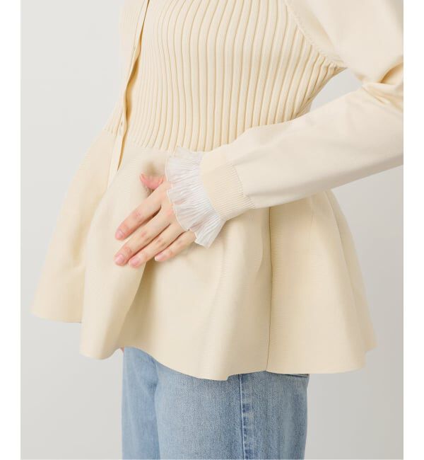  「【洗える】ペプラムニット」|カーディガン|