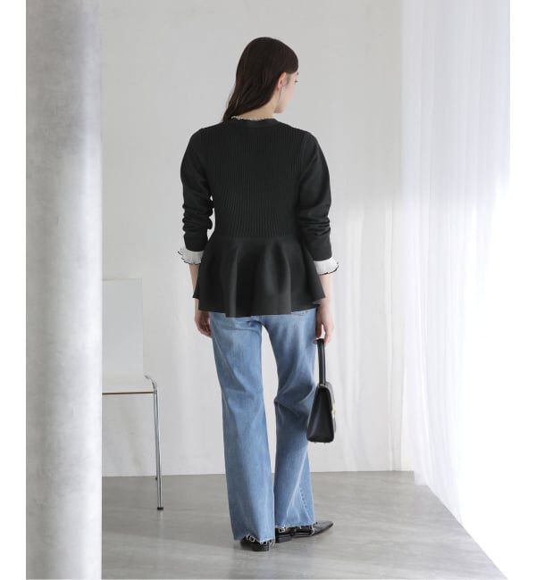  「【洗える】ペプラムニット」|カーディガン|