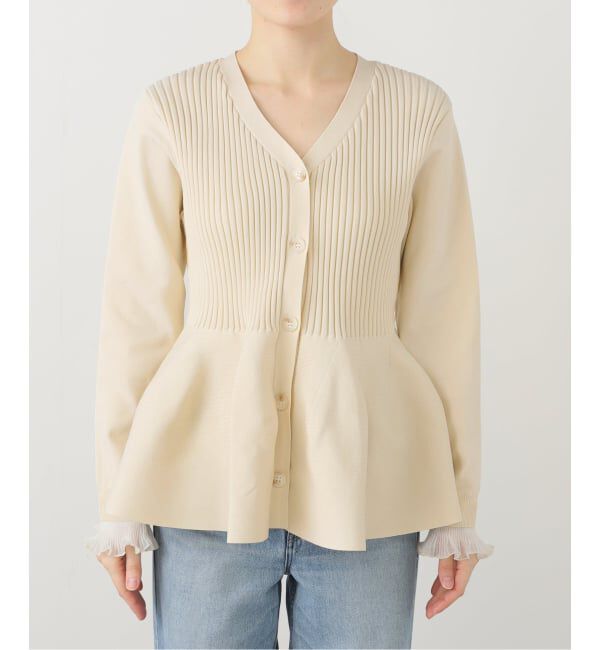  「【洗える】ペプラムニット」|カーディガン|