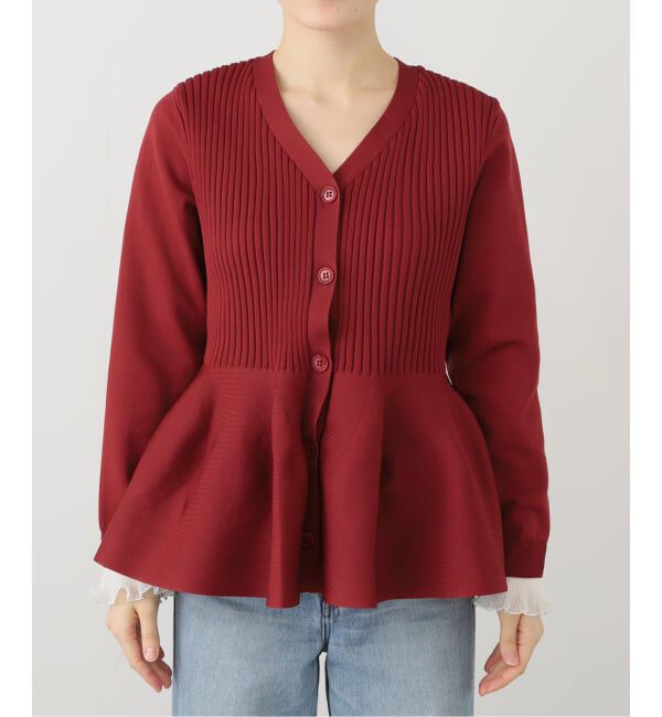  「【洗える】ペプラムニット」|カーディガン|