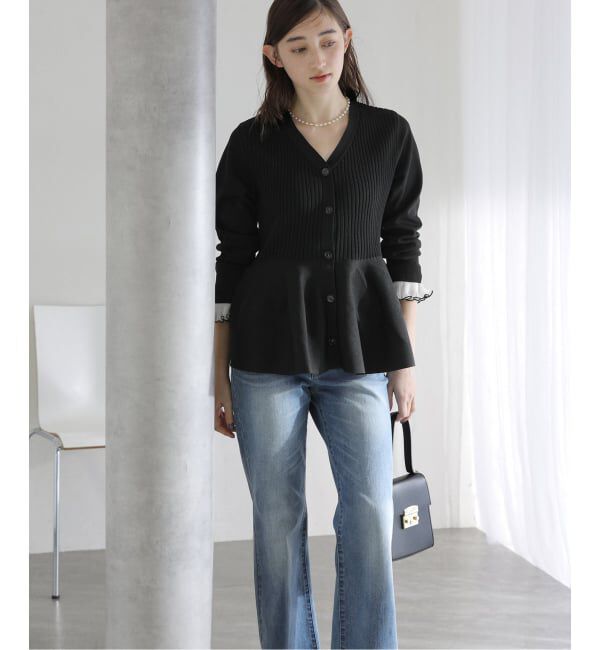  「【洗える】ペプラムニット」|カーディガン|