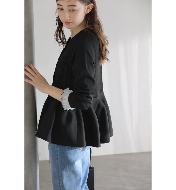  「【洗える】ペプラムニット」|カーディガン|