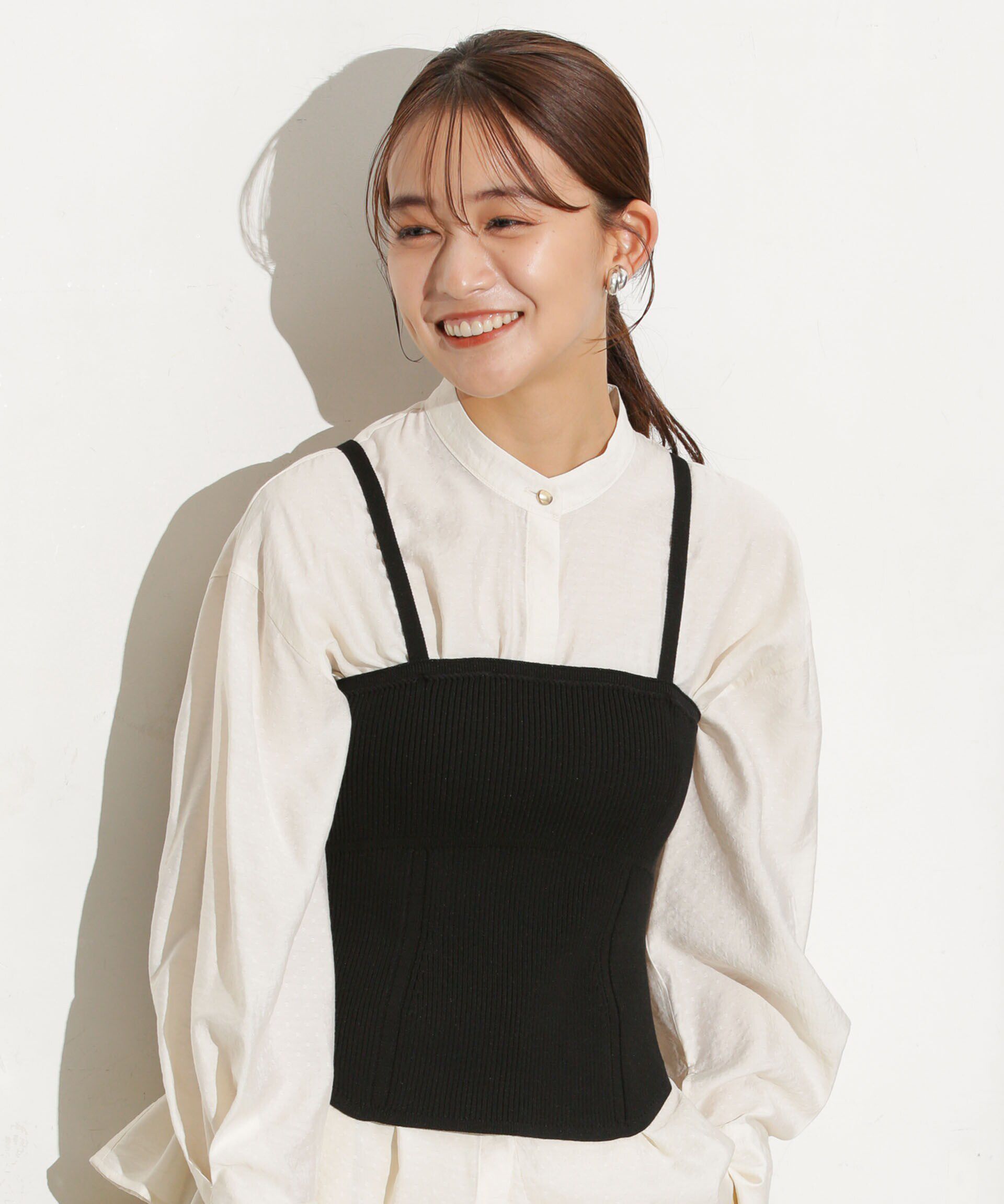 nano･universe「ニットビスチェ ストラップ取り外し可」|ニット・セーター|ブラック