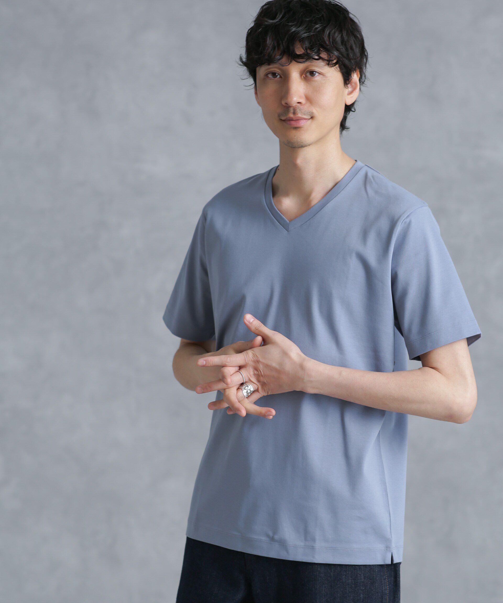 nano･universe「アンチスメル VネックTシャツ 半袖」|Tシャツ・カットソー|