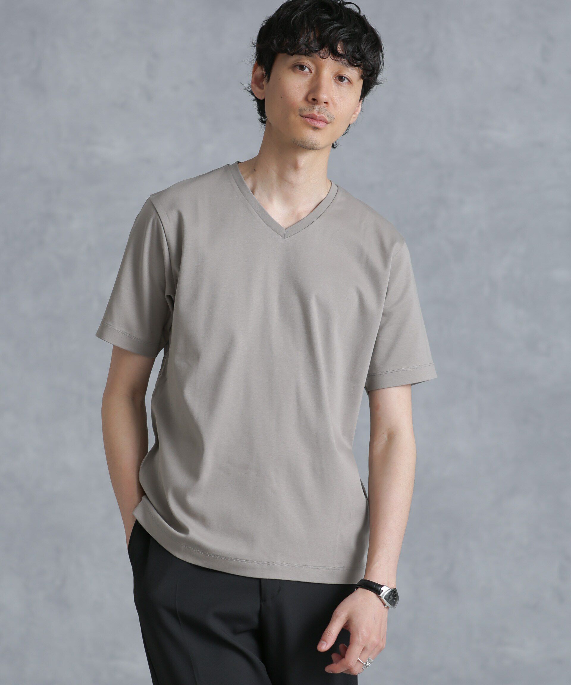 nano･universe「アンチスメル VネックTシャツ 半袖」|Tシャツ・カットソー|