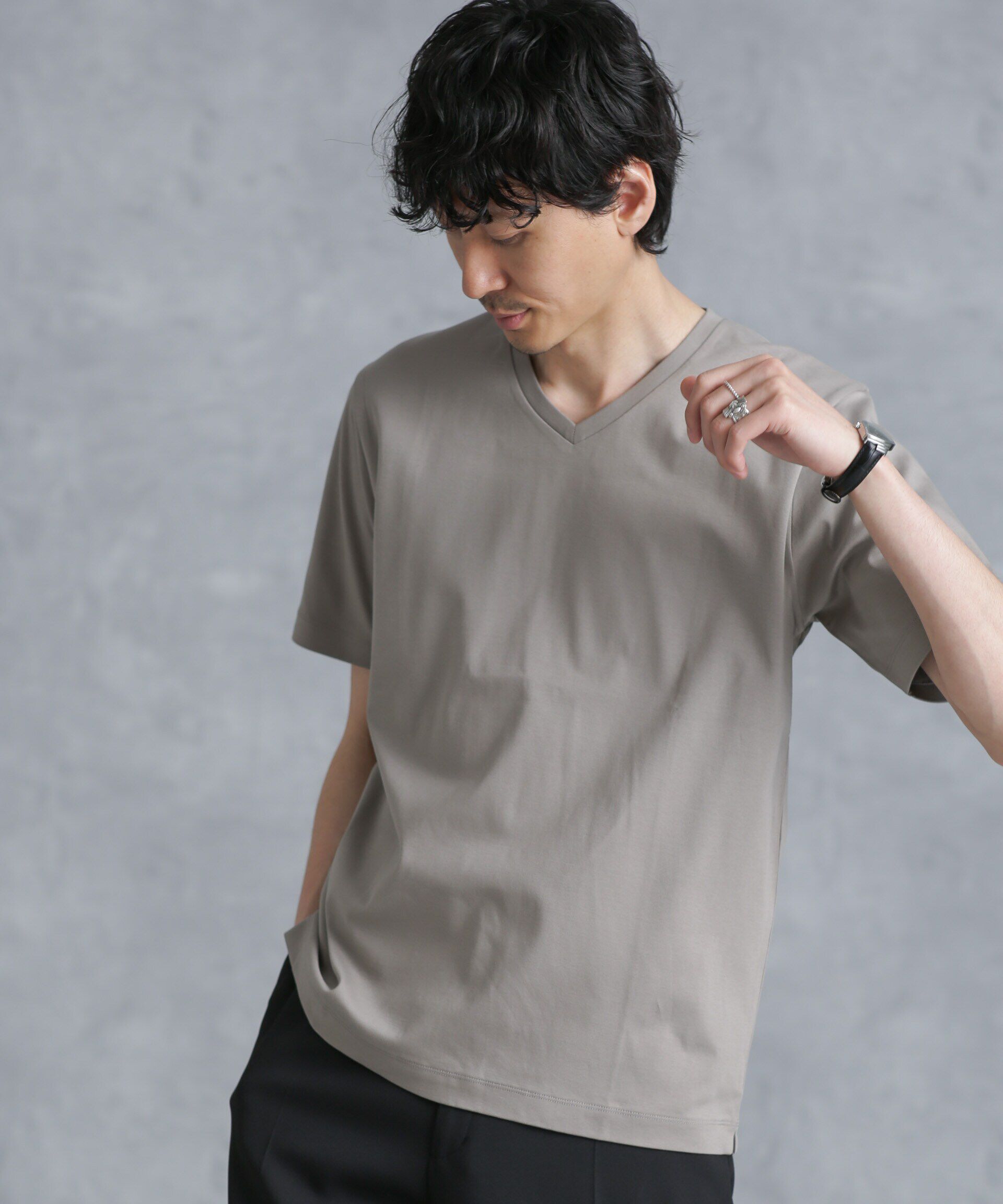 nano･universe「アンチスメル VネックTシャツ 半袖」|Tシャツ・カットソー|