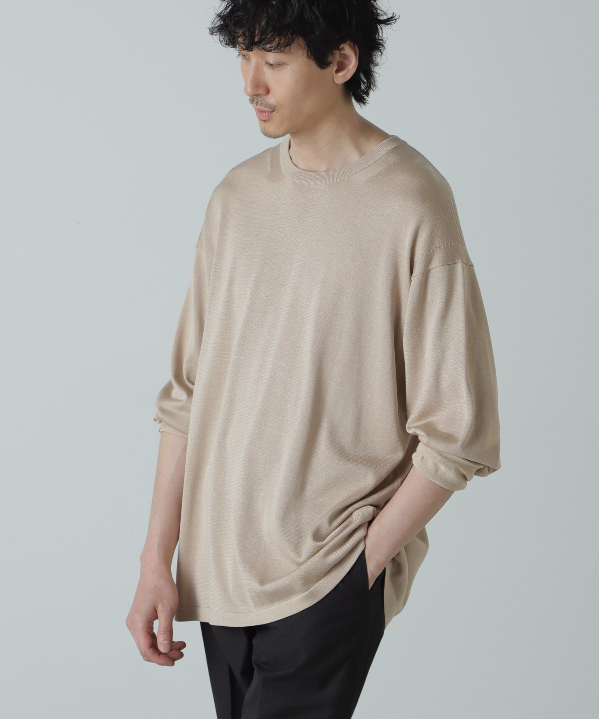 nano･universe「AB.シルクプレーティングリラックスニットTシャツ」|ニット・セーター|