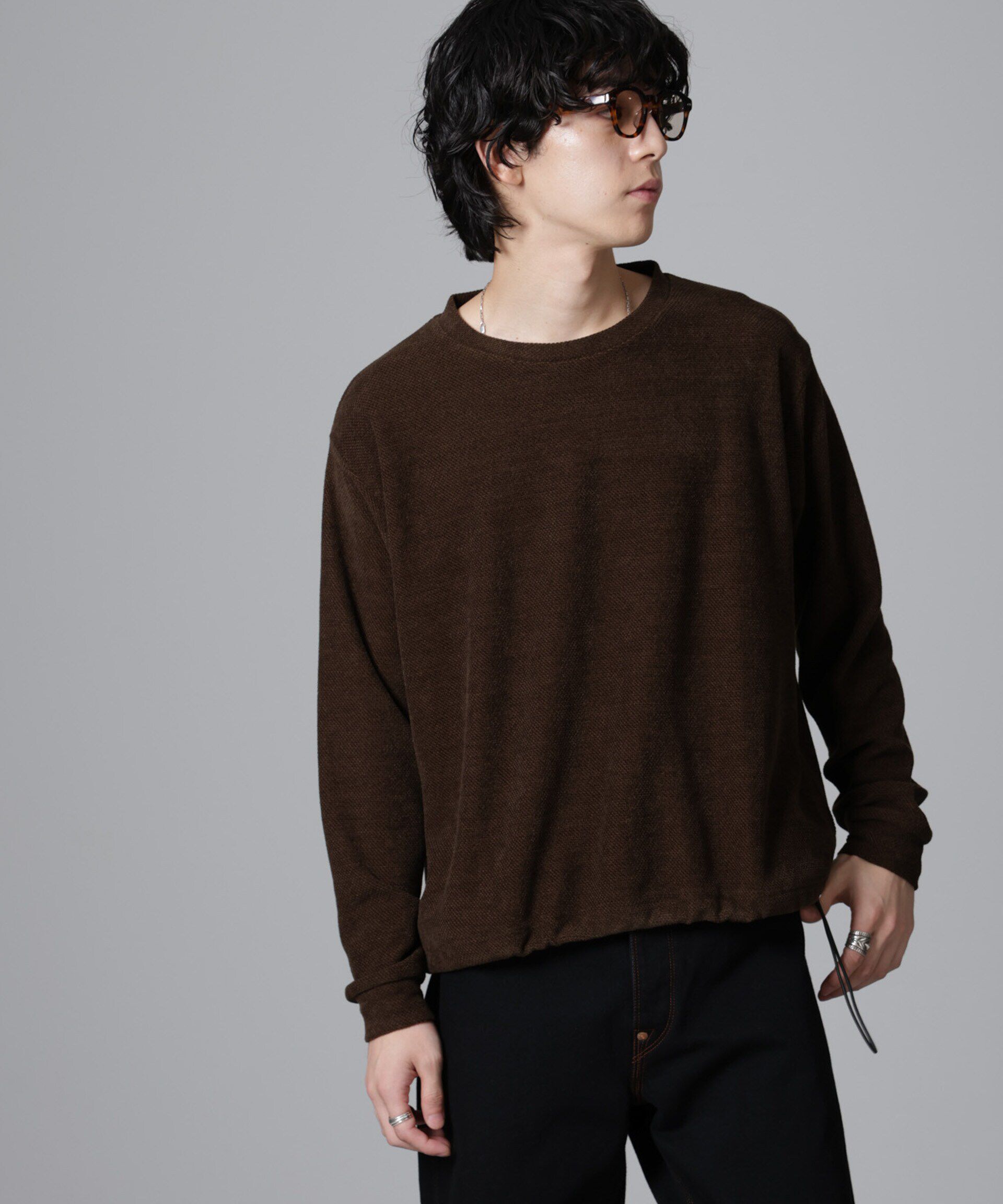 nano･universe「モールライクドローコードプルオーバー 長袖」|Tシャツ・カットソー|カーキ