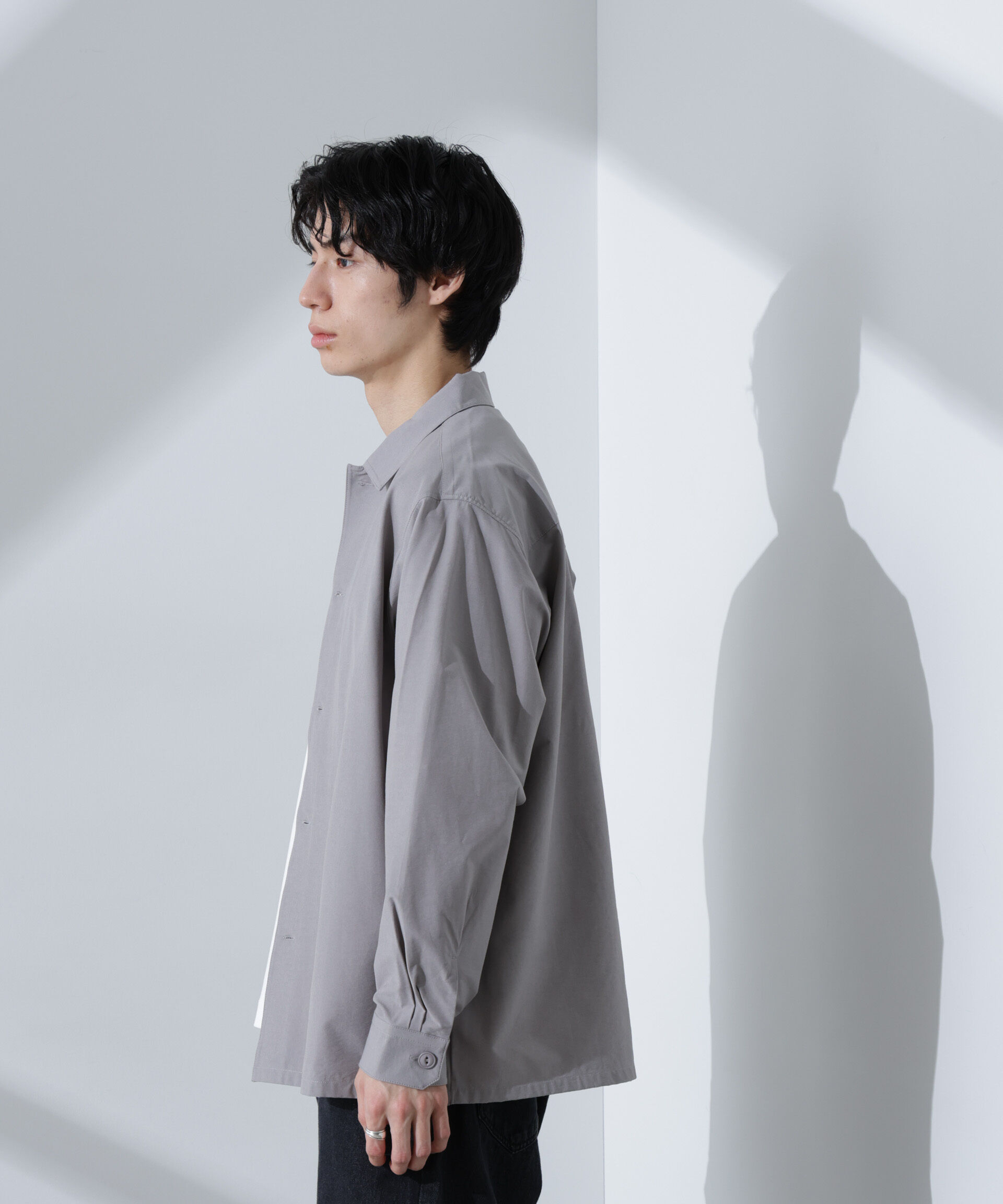 nano･universe「ストレッチワイドシャツブルゾン(セットアップ可)」|ブルゾン・スタジャン|