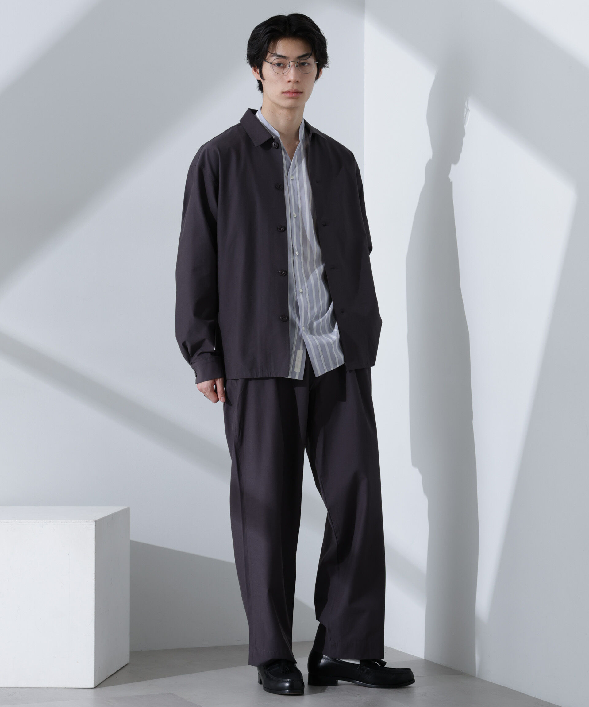 nano･universe「ストレッチワイドシャツブルゾン(セットアップ可)」|ブルゾン・スタジャン|