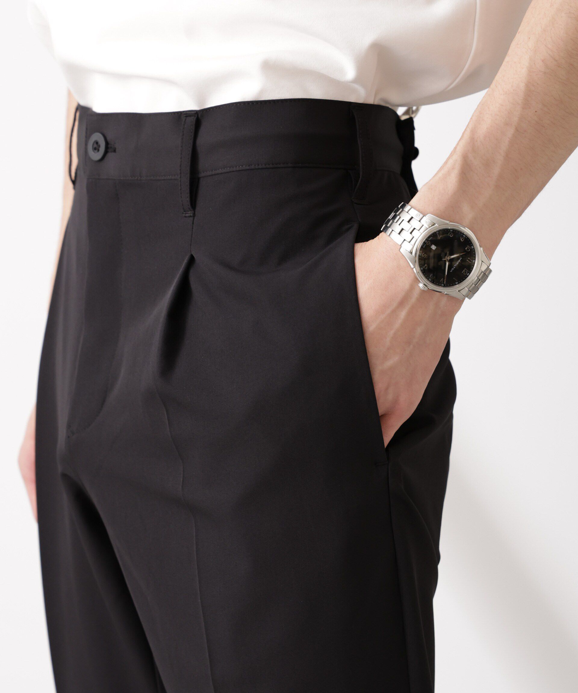 nano･universe「ライトウェイトストレッチ タイトスラックス(セットアップ可)」|チノ|