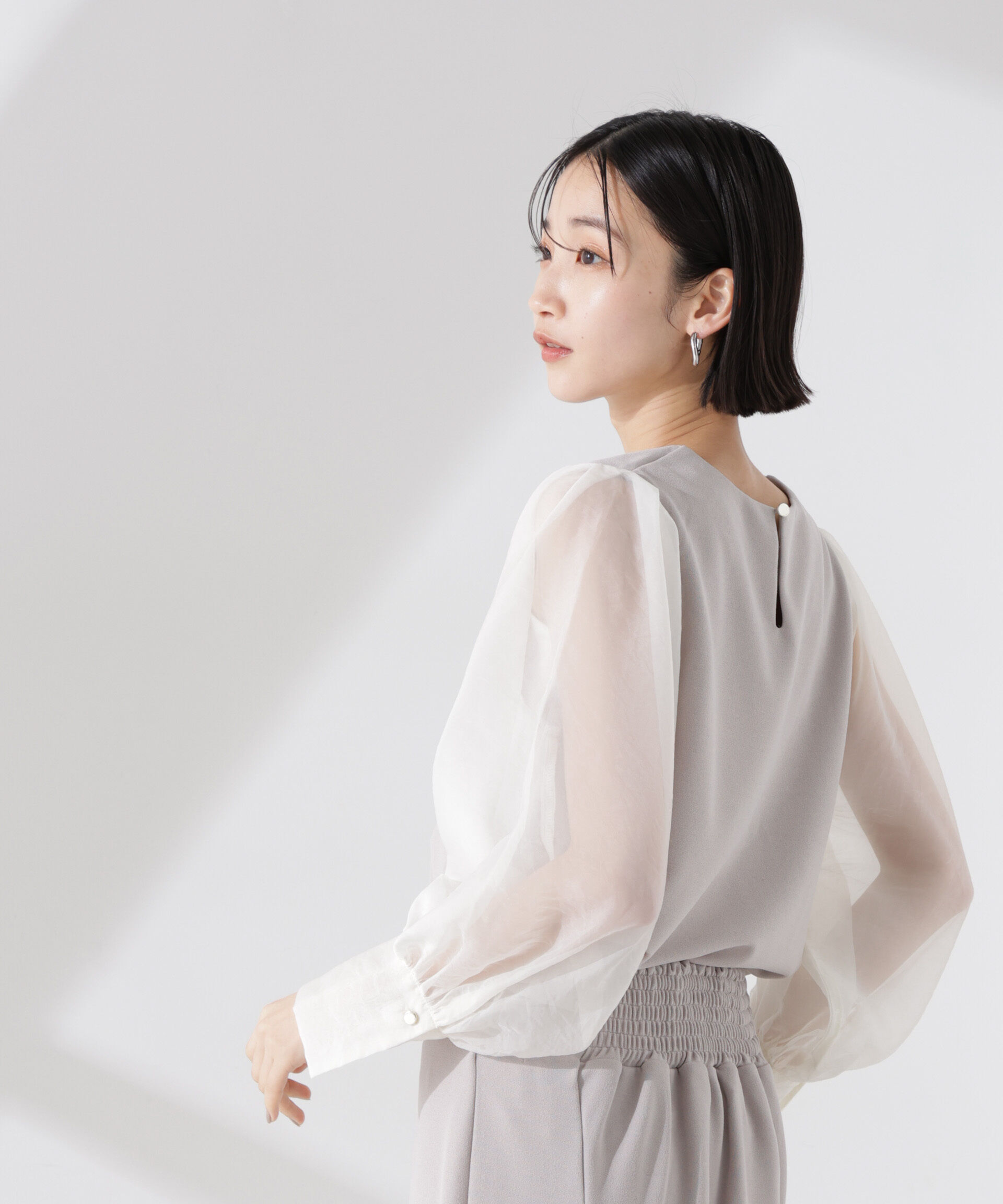 nano･universe「ｵｰｶﾞﾝｼﾞｰｽﾘｰﾌﾞｺﾝﾋﾞｶｯﾄｼﾞｮｰｾﾞｯﾄﾄｯﾌﾟｽ(」|Tシャツ・カットソー|