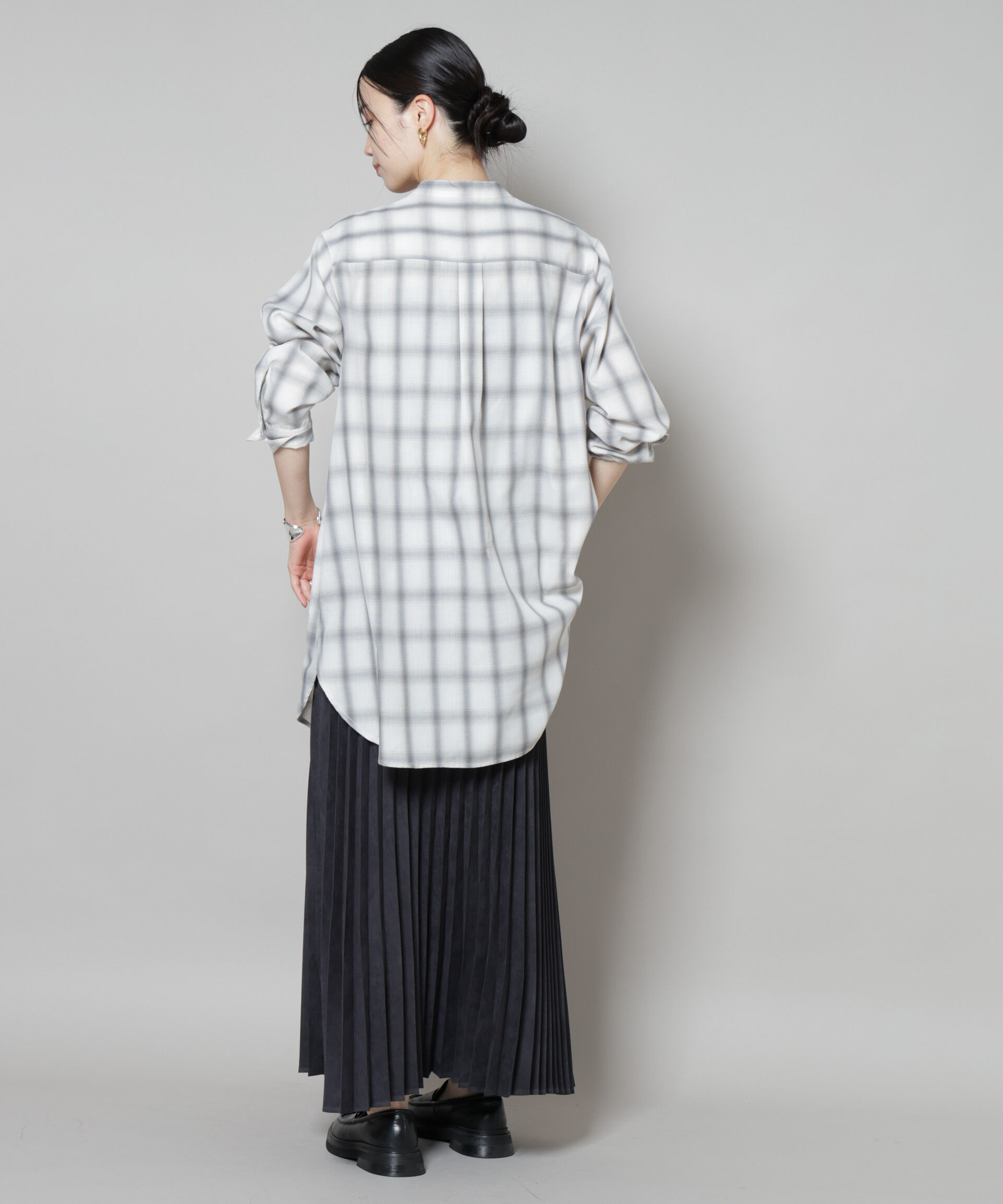 nano･universe「ピンタックデザインチェックプルオーバーブラウス」|シャツ・ブラウス|