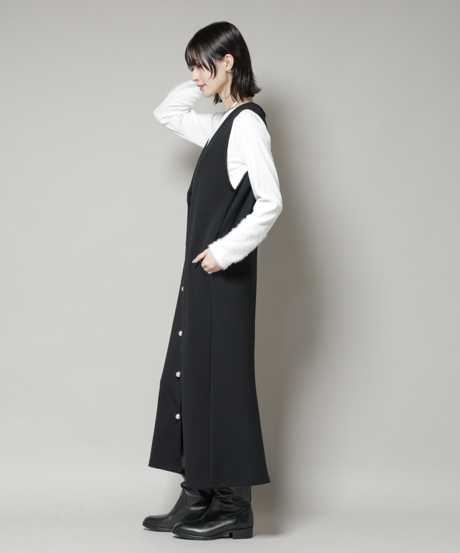 nano･universe「ジレワンピース&times;ファースリーブトップス アンサンブルセット」|ワンピース|