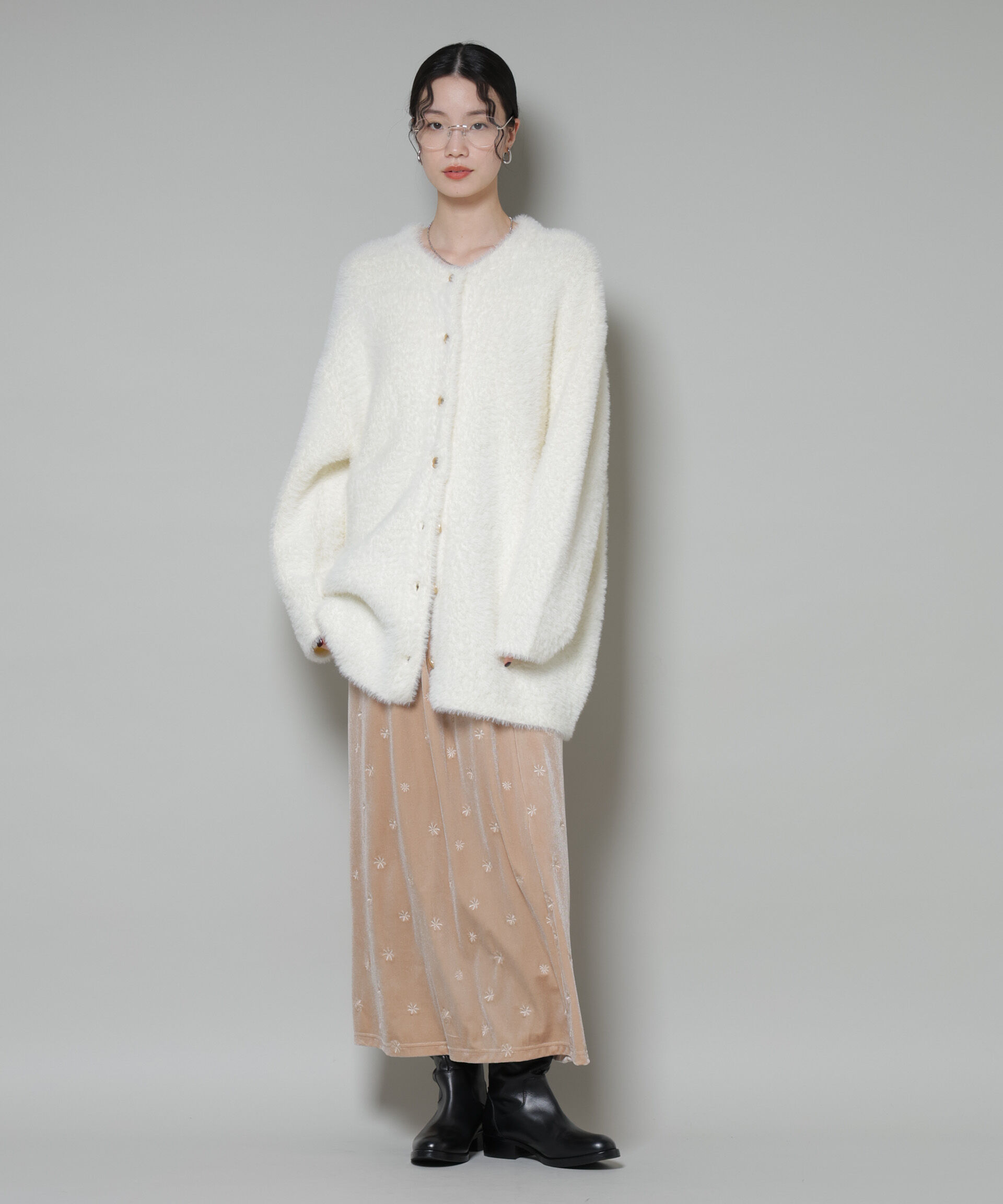 nano･universe「刺繍ベロアカットナロースカート(セットアップ可)」|スカート|