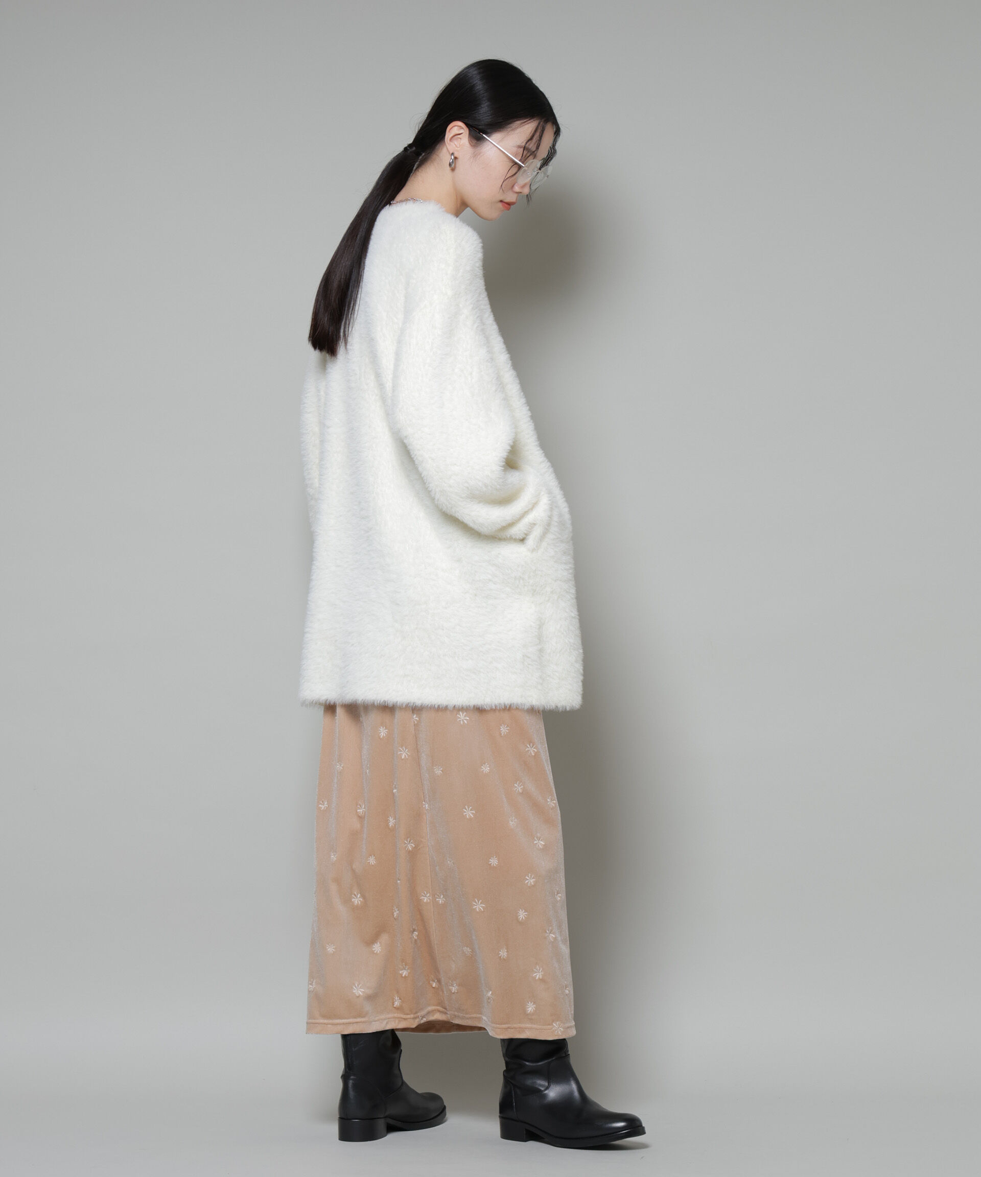 nano･universe「刺繍ベロアカットナロースカート(セットアップ可)」|スカート|