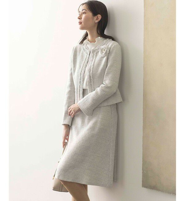 組曲「【KUMIKYOKU NAVY】ラメループモールツイード ジャケット」|ノーカラージャケット|