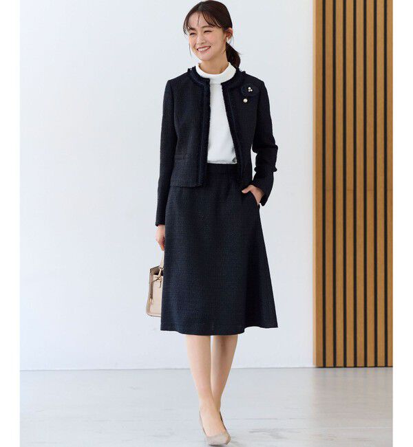 組曲「【KUMIKYOKU NAVY】ラメループモールツイード ジャケット」|ノーカラージャケット|