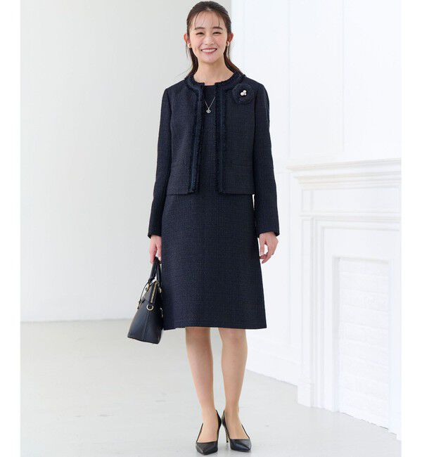 組曲「【KUMIKYOKU NAVY】ラメループモールツイード ジャケット」|ノーカラージャケット|