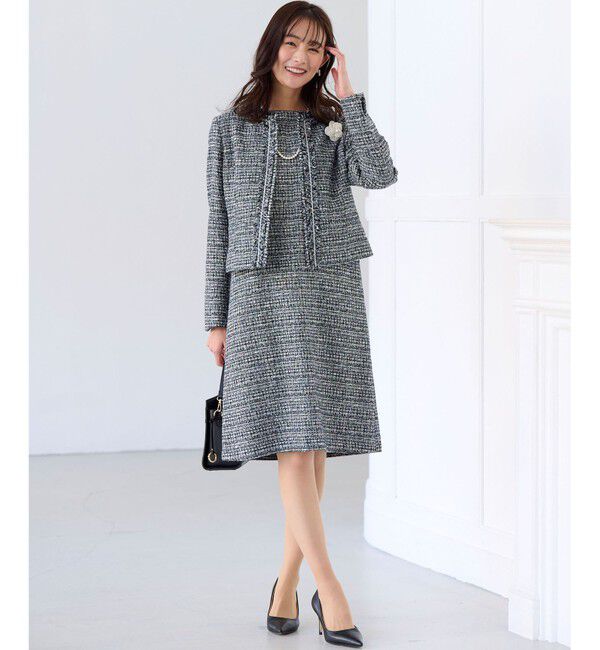 組曲「【KUMIKYOKU NAVY】ラメループモールツイード ジャケット」|ノーカラージャケット|