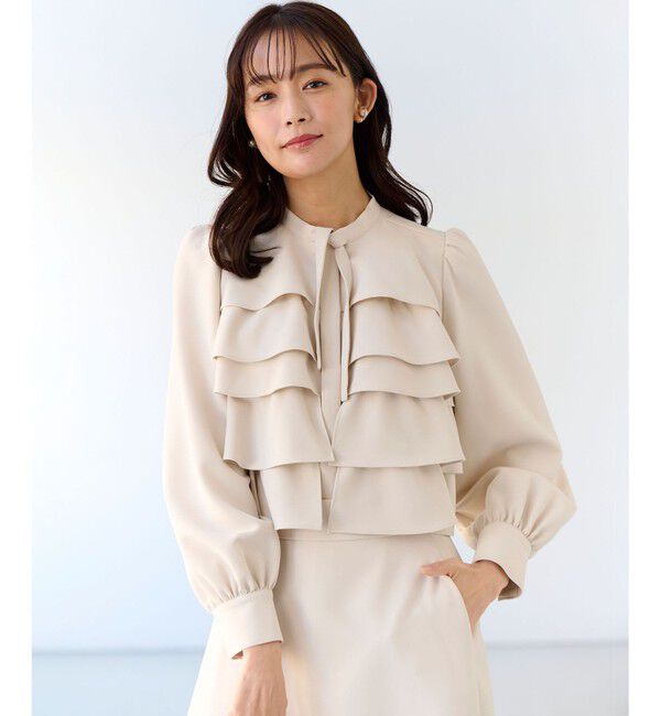 組曲「【KUMIKYOKU NAVY】コンフォータブルドレープ フリルブラウス」|シャツ・ブラウス|ｻﾝﾄﾞﾍﾞ