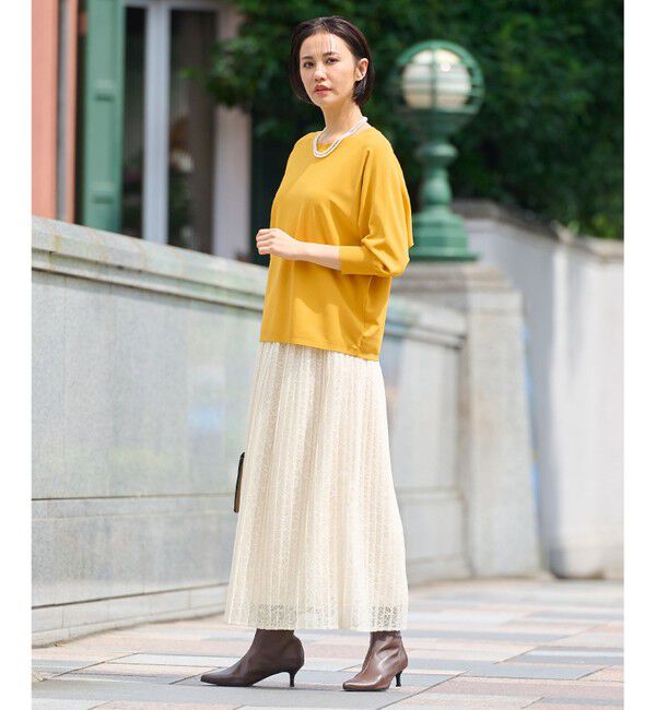 自由区「【洗える】クレープストレッチドルマンスリーブ7分袖 ニット」|ニット・セーター|