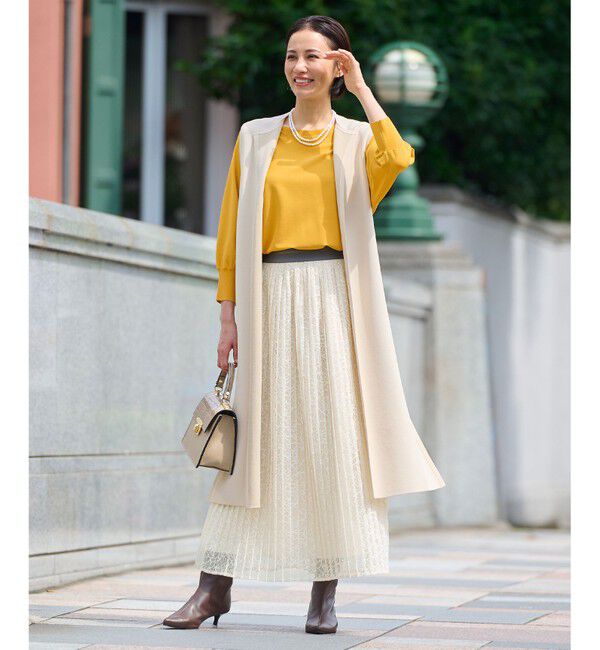 自由区「【洗える】クレープストレッチドルマンスリーブ7分袖 ニット」|ニット・セーター|