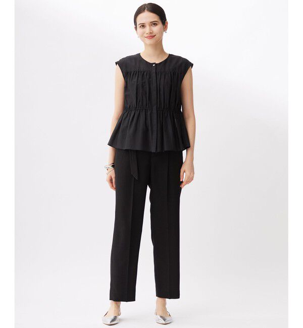 自由区「【カタログ掲載・洗える】シルクコットンローンフレンチスリーブ ブラウス」|シャツ・ブラウス|