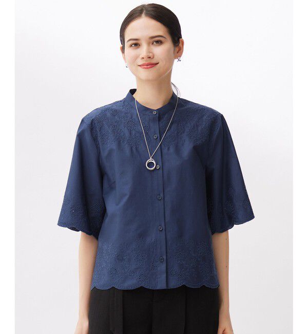 自由区「【カタログ掲載・接触冷感・洗える】エンブロイダリーローンシャツ ブラウス」|シャツ・ブラウス|ｺﾊﾞﾙﾄﾌ