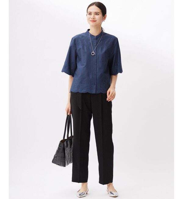 自由区「【カタログ掲載・接触冷感・洗える】エンブロイダリーローンシャツ ブラウス」|シャツ・ブラウス|