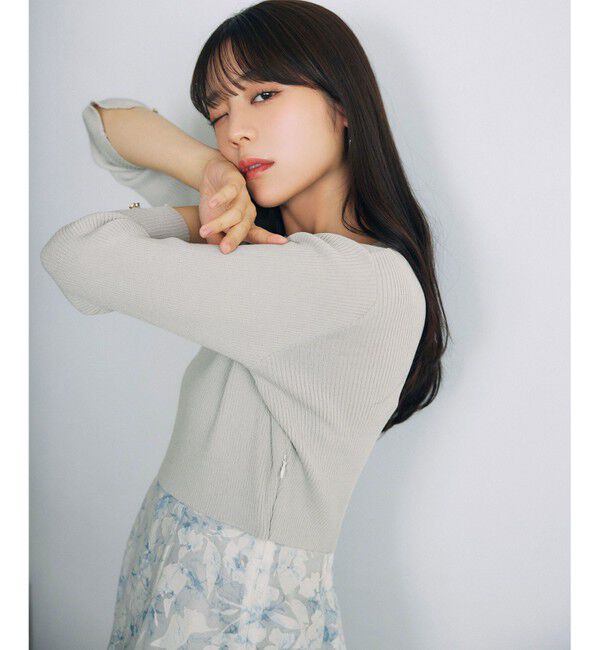 ANY SIS「【洗える】フラワープリントドッキングニット ワンピース」|ワンピース|