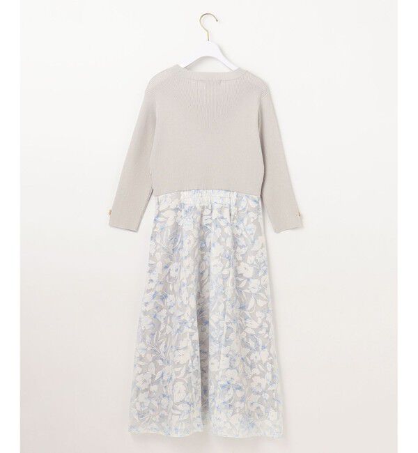 ANY SIS「【洗える】フラワープリントドッキングニット ワンピース」|ワンピース|