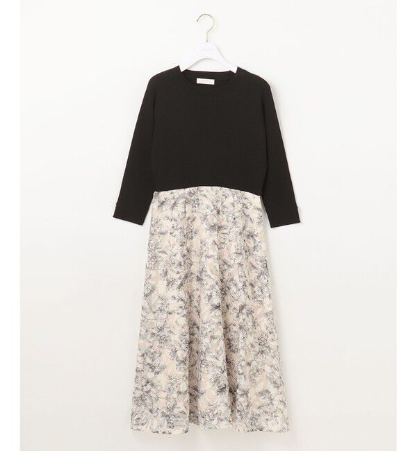 ANY SIS「【洗える】フラワープリントドッキングニット ワンピース」|ワンピース|