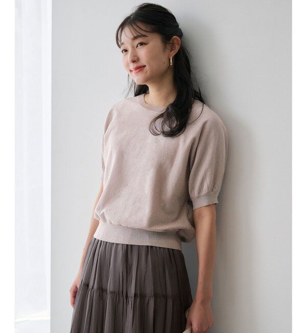 any SiS「【洗える】ドルマンスリーブラメ ニット」|ニット・セーター|ピンク