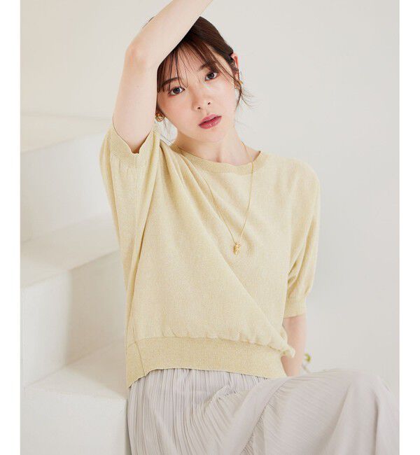 any SiS「【洗える】ドルマンスリーブラメ ニット」|ニット・セーター|イエロー