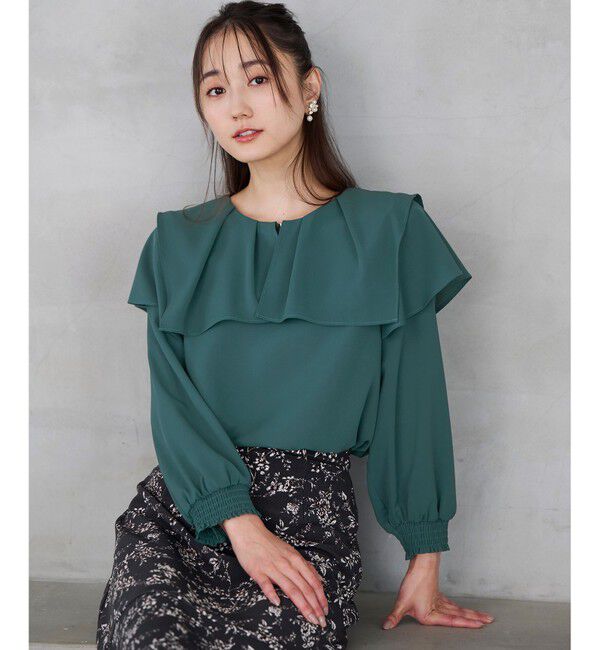 ANY SIS「【洗える】スクエアラッフルカラー ブラウス」|シャツ・ブラウス|ﾃﾞｨｰﾌﾟ